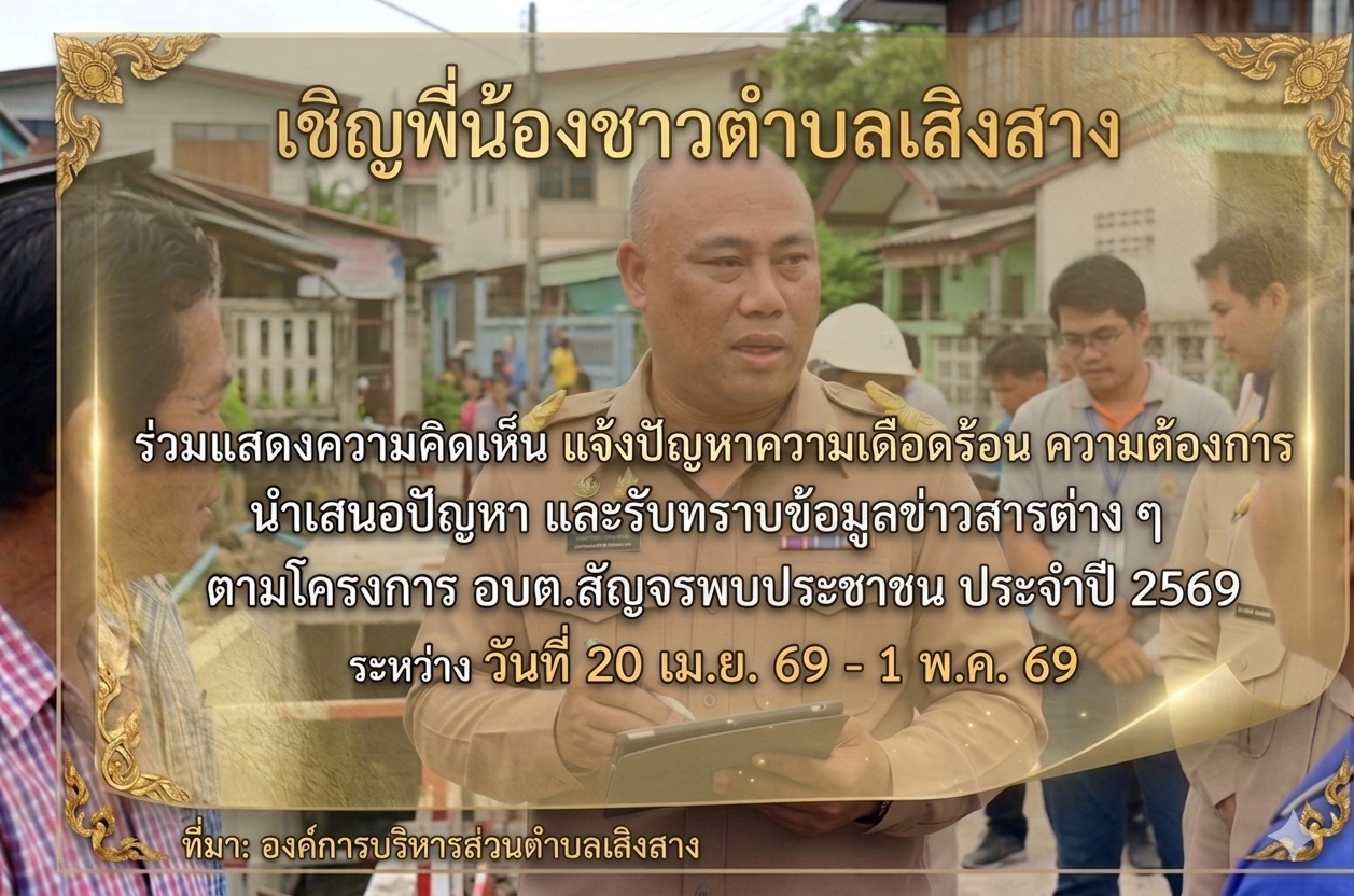 ประชาสัมพันธ์กำหนดโครงการ อบต.สัญจร พบประชาชน ประจำปีงบประมาณ พ.ศ. 2569
